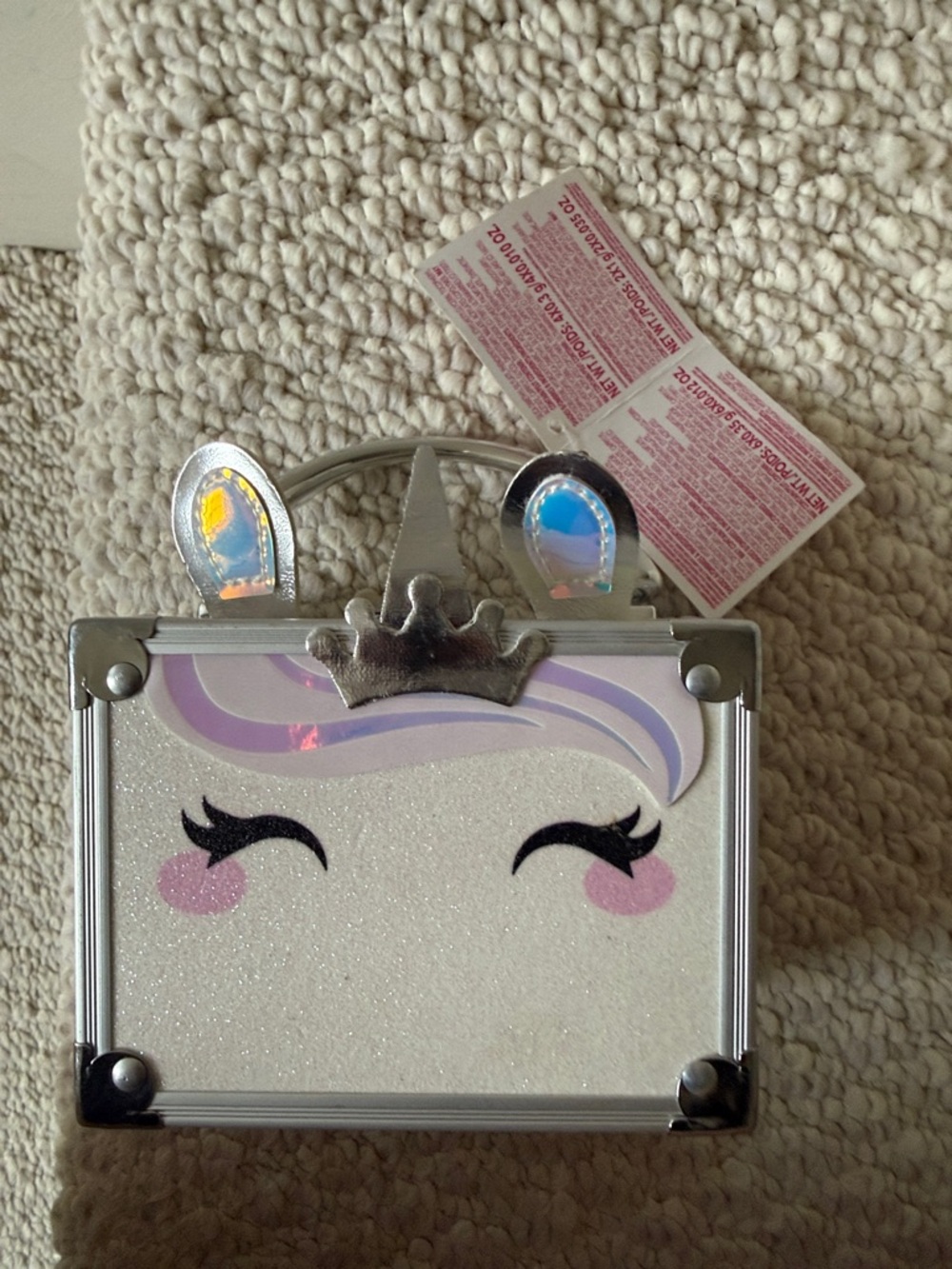 Claire's Glitter Mini Case in White with Silver Trim
